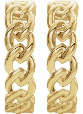 14K Yellow Gold Chain Link Hinged 19.6 mm Hoop Earrings