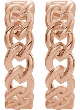 14K Yellow Gold Chain Link Hinged 19.6 mm Hoop Earrings