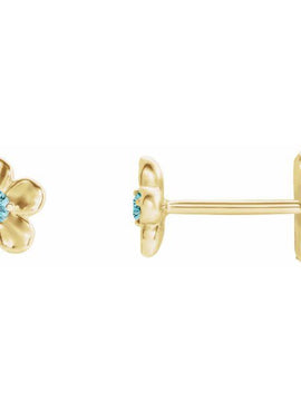 14K White Gold Imitation Mozambique Garnet January Birthstone Flower Earrings