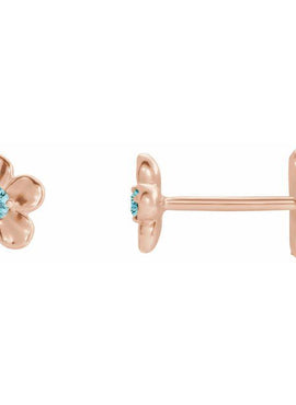 14K White Gold Imitation Mozambique Garnet January Birthstone Flower Earrings