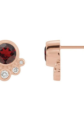 14K White Gold Natural Mozambique Garnet & 1/8 CTW Natural Diamond Earrings