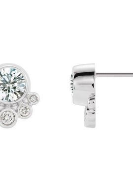 14K White Gold Natural Mozambique Garnet & 1/8 CTW Natural Diamond Earrings