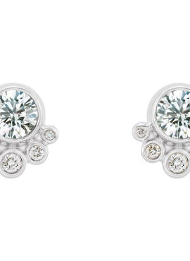 14K White Gold Natural Mozambique Garnet & 1/8 CTW Natural Diamond Earrings