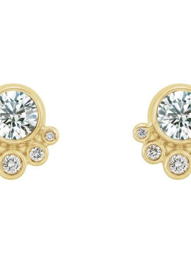 14K White Gold Natural Mozambique Garnet & 1/8 CTW Natural Diamond Earrings