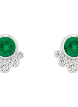 14K White Gold Natural Mozambique Garnet & 1/8 CTW Natural Diamond Earrings