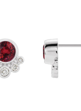 14K White Gold Natural Mozambique Garnet & 1/8 CTW Natural Diamond Earrings