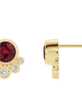 14K White Gold Natural Mozambique Garnet & 1/8 CTW Natural Diamond Earrings
