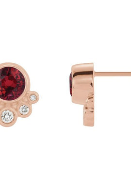 14K White Gold Natural Mozambique Garnet & 1/8 CTW Natural Diamond Earrings