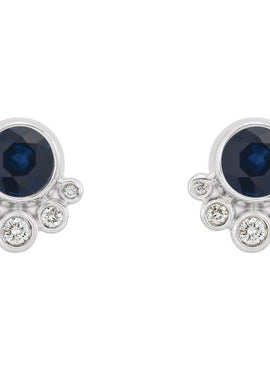 14K White Gold Natural Mozambique Garnet & 1/8 CTW Natural Diamond Earrings