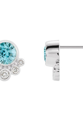 14K White Gold Natural Mozambique Garnet & 1/8 CTW Natural Diamond Earrings