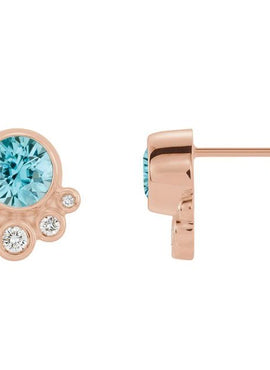 14K White Gold Natural Mozambique Garnet & 1/8 CTW Natural Diamond Earrings
