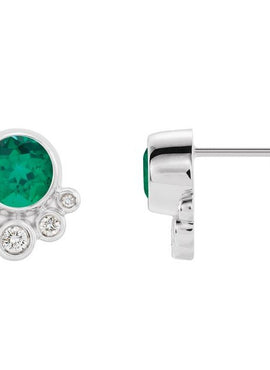 14K White Gold Natural Mozambique Garnet & 1/8 CTW Natural Diamond Earrings
