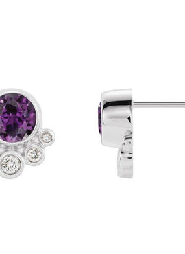 14K White Gold Natural Mozambique Garnet & 1/8 CTW Natural Diamond Earrings