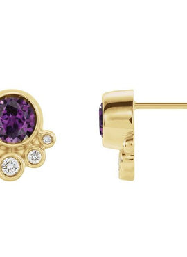 14K White Gold Natural Mozambique Garnet & 1/8 CTW Natural Diamond Earrings