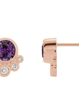 14K White Gold Natural Mozambique Garnet & 1/8 CTW Natural Diamond Earrings