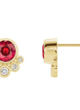 14K White Gold Natural Mozambique Garnet & 1/8 CTW Natural Diamond Earrings