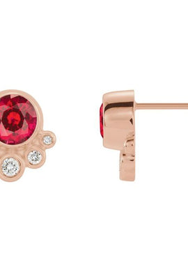 14K White Gold Natural Mozambique Garnet & 1/8 CTW Natural Diamond Earrings