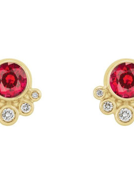 14K White Gold Natural Mozambique Garnet & 1/8 CTW Natural Diamond Earrings