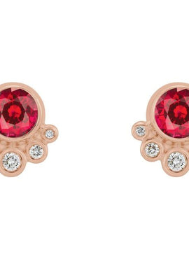 14K White Gold Natural Mozambique Garnet & 1/8 CTW Natural Diamond Earrings
