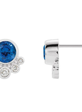 14K White Gold Natural Mozambique Garnet & 1/8 CTW Natural Diamond Earrings