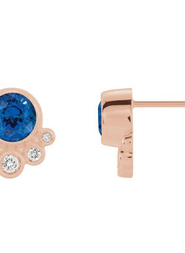 14K White Gold Natural Mozambique Garnet & 1/8 CTW Natural Diamond Earrings