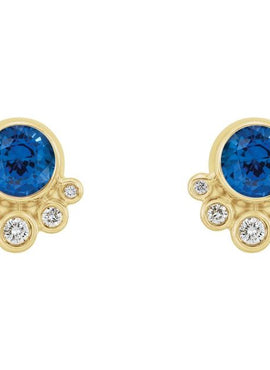 14K White Gold Natural Mozambique Garnet & 1/8 CTW Natural Diamond Earrings