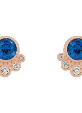 14K White Gold Natural Mozambique Garnet & 1/8 CTW Natural Diamond Earrings