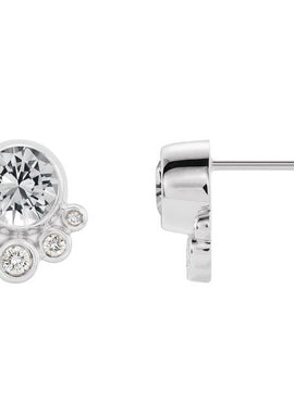 14K White Gold Natural Mozambique Garnet & 1/8 CTW Natural Diamond Earrings