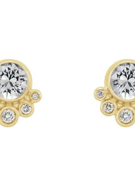 14K White Gold Natural Mozambique Garnet & 1/8 CTW Natural Diamond Earrings