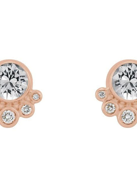 14K White Gold Natural Mozambique Garnet & 1/8 CTW Natural Diamond Earrings