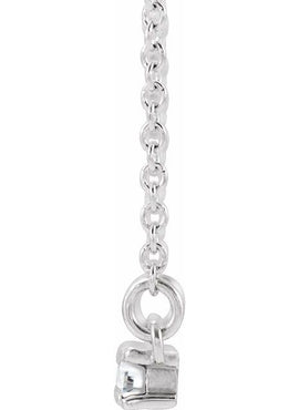 14K White Gold Natural Blue Sapphire & 1/6 CTW Natural Diamond Bar 16-18