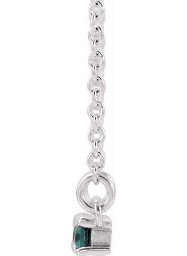 14K White Gold Natural Blue Sapphire & 1/6 CTW Natural Diamond Bar 16-18