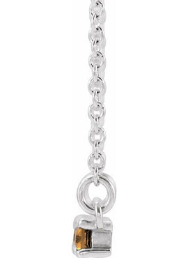 14K White Gold Natural Blue Sapphire & 1/6 CTW Natural Diamond Bar 16-18