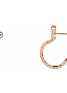 14K Rose Gold Natural Mozambique Garnet & 1/4 CTW Natural Diamond J-Hoop Earrings
