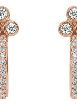 14K Rose Gold Natural Mozambique Garnet & 1/4 CTW Natural Diamond J-Hoop Earrings