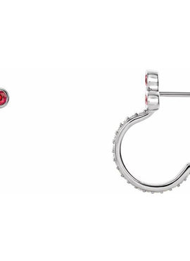 14K Rose Gold Natural Mozambique Garnet & 1/4 CTW Natural Diamond J-Hoop Earrings