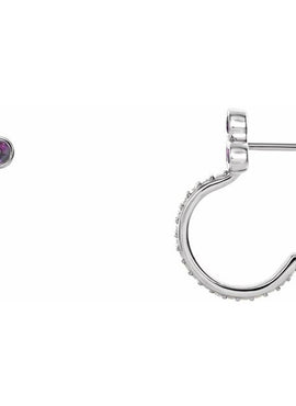 14K Rose Gold Natural Mozambique Garnet & 1/4 CTW Natural Diamond J-Hoop Earrings