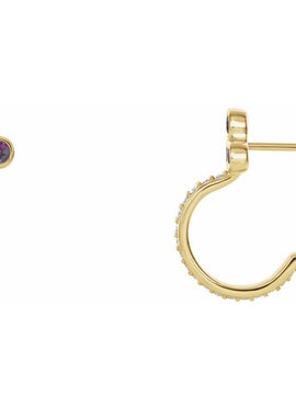 14K Rose Gold Natural Mozambique Garnet & 1/4 CTW Natural Diamond J-Hoop Earrings