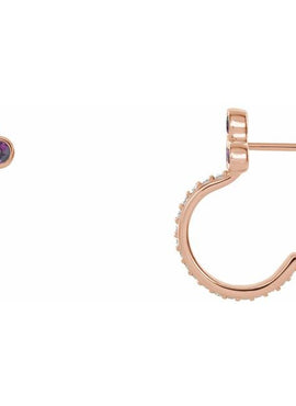 14K Rose Gold Natural Mozambique Garnet & 1/4 CTW Natural Diamond J-Hoop Earrings