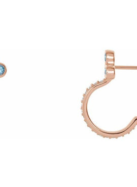 14K Rose Gold Natural Mozambique Garnet & 1/4 CTW Natural Diamond J-Hoop Earrings
