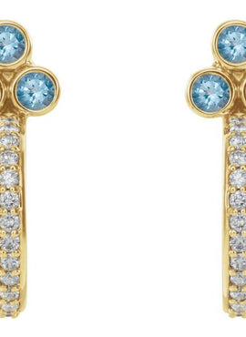 14K Rose Gold Natural Mozambique Garnet & 1/4 CTW Natural Diamond J-Hoop Earrings