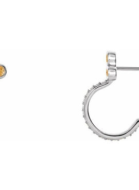 14K Rose Gold Natural Mozambique Garnet & 1/4 CTW Natural Diamond J-Hoop Earrings