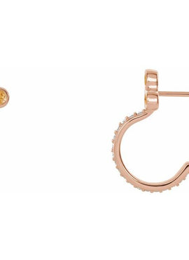 14K Rose Gold Natural Mozambique Garnet & 1/4 CTW Natural Diamond J-Hoop Earrings