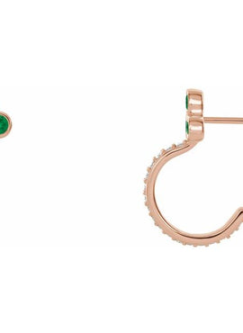 14K Rose Gold Natural Mozambique Garnet & 1/4 CTW Natural Diamond J-Hoop Earrings