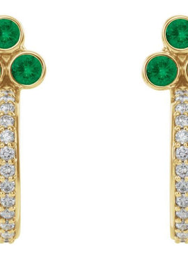 14K Rose Gold Natural Mozambique Garnet & 1/4 CTW Natural Diamond J-Hoop Earrings