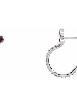 14K Rose Gold Natural Mozambique Garnet & 1/4 CTW Natural Diamond J-Hoop Earrings