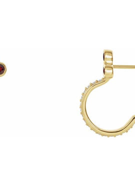 14K Rose Gold Natural Mozambique Garnet & 1/4 CTW Natural Diamond J-Hoop Earrings