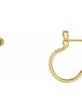 14K Rose Gold Natural Mozambique Garnet & 1/4 CTW Natural Diamond J-Hoop Earrings