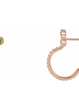 14K Rose Gold Natural Mozambique Garnet & 1/4 CTW Natural Diamond J-Hoop Earrings