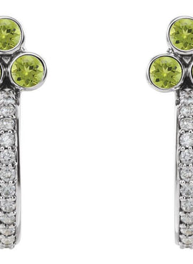 14K Rose Gold Natural Mozambique Garnet & 1/4 CTW Natural Diamond J-Hoop Earrings